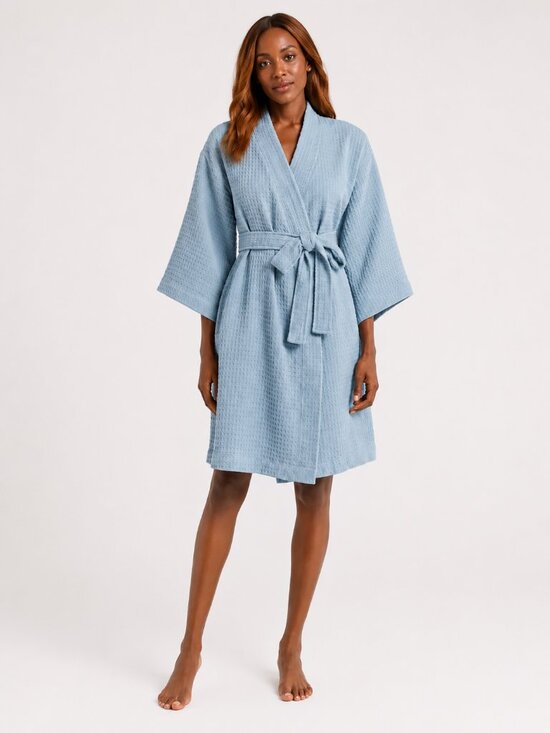 Nordstrom Other - Nordstrom Everyday Waffle Cotton Short Robe Blue Stonewash S NWT